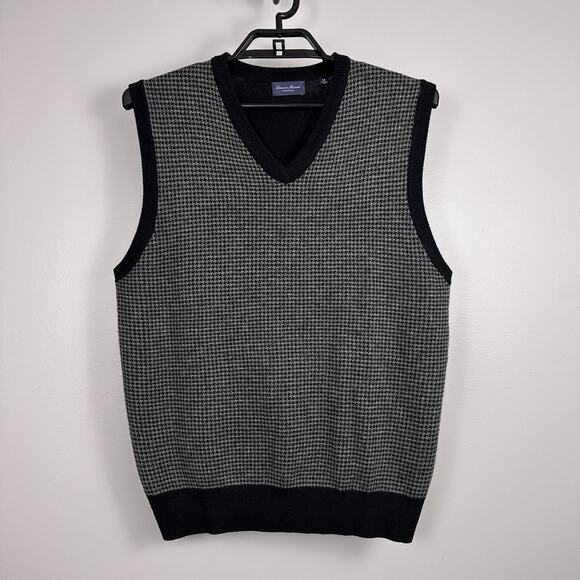 Patrick Assaraf Linea Rossa Signature Wool Blend Houndstooth Sweater Vest Med - Picture 1 of 6